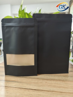 Sachets Doypack à fermeture éclair verticaux noirs mats avec fenêtre, en papier kraft imperméable, pour aliments pour animaux de compagnie, impression hélio, sacs Mylar