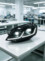 Ensemble de phares LED Golf 7 MK7 2013-2017 Neuf 12V Double couleur Rouge & Blanc DRL Double lentille de projecteur 6000K Démarrage dynamique