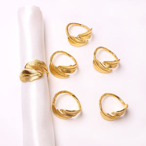 Anneaux de serviette en feuille d'or vintage personnalisés en gros, forme ronde, métal, pour mariages, en stock et disponibles - Product Image 6