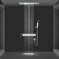Ensemble de robinetterie de douche thermostatique numérique intelligent, système de douche multifonctionnel avec jets pluie et cascade, affichage LED de la température, pour hôtel