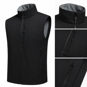 Gilet de golf en polyester pour homme, fermeture éclair intégrale, col montant, multi-poches, sans manches, pour la randonnée en plein air, décontracté, sportif, léger - Product Image 1