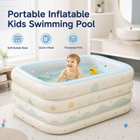 Piscine gonflable rectangulaire pour enfants avec parois en PVC à chambres d'air superposées de 0,30 mm pour jeux aquatiques intérieurs à la maison, impression personnalisée