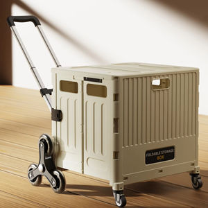 Nieuwe Vierwielige Plastic Opvouwbare Auto 'S Supermarkt Supermarkt Winkel Opslag Organizer Opvouwbare Camping <span class=keywords><strong>Trolley</strong></span> Met Hoes - Product Image 4