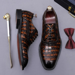 Men's handcrafted heavy-duty <b>check</b>-patterned casual shoes, made of oxford leather and genuine leather for business wear - Product Image 6