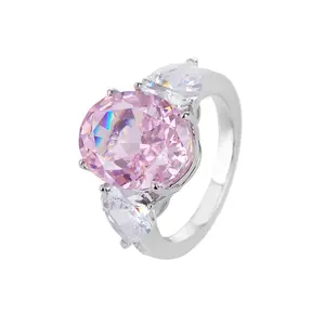 Anel de casamento para mulheres, joia de luxo S925 prata rosa azul amarelo diamante de alto carbono, ovo de pomba oval, sorvete de neve