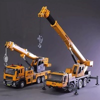 Sanjoyo Legierungsmetall & Kunststoff Druckguss-Modellbaufahrzeug Kran SJY-1702 1/50 Baufahrzeug mit Doppelkabine und Turmdrehkran