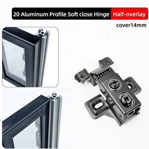 Charnière à fermeture douce en profilé aluminium 2020, bras court, pour porte vitrée, idéale pour cuisine, salon, chambre - Product Image 4