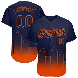 Camiseta de Béisbol Personalizada con Estampado Sublimado de Paisaje Urbano en Degradado Naranja, Transpirable, Unisex, Manga Corta, Absorbe la Humedad - Product Image 5