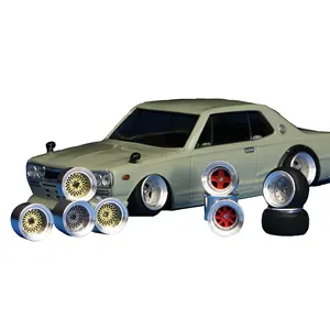 Bnds 1/64 4 peças de pneus de liga, rodas de metal quente, pneus de borracha para brinquedos diecast, peças modelo de carro