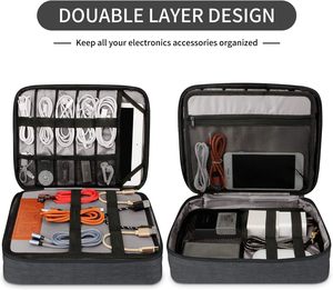 Sac d'accessoires électroniques haut de gamme, durable, imperméable, en Oxford, pour organiser les câbles, tablettes, chargeurs, disques durs, batteries - Product Image 2