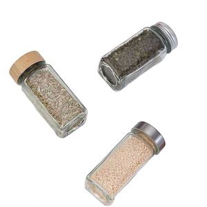 Bocaux en verre de 120 ml (4 oz) pour épices avec couvercle en bambou, bouteille carrée pour le stockage alimentaire, accès par carte magnétique - Product Image 4