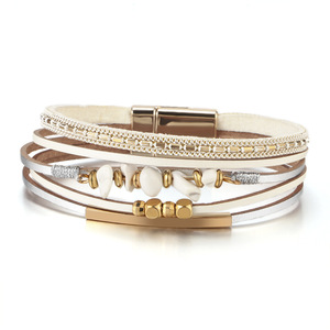 Bracelets pour femmes, style bohème, multi-couches, perles en pierre naturelle, cuir tressé, fermoir magnétique, bijoux tendance, cadeaux - Product Image 5