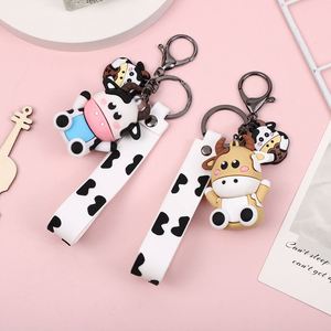 New Cartoon Cow Keychain 3D Soft Silicone Car Keychain Cute Animal <b>Bag</b> Pendant Couple Cartoon Keychain Promotional <b>Gift</b> - Product Image 2