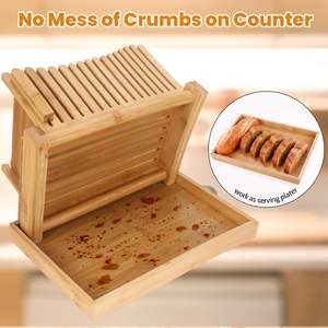 เครื่องตัดขนมปังแบบพับได้ขนาดเล็กสำหรับขนมปังเบเกิล บาแกตต์ ขนมปังปิ้ง ทำจากไม้ พร้อมมีด สำหรับทำขนมปังโฮมเมด ขายส่ง - Product Image 2