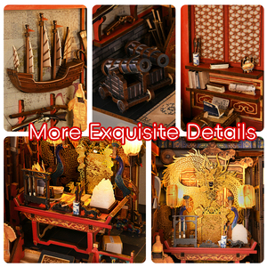 Minicity mô hình thu nhỏ 3D câu đố bằng gỗ Các Hoàng Đế nghiên cứu cuốn sách Nook Kit với bụi che và LED cảm ứng ánh sáng - Product Image 4