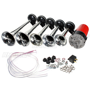 Bocina de Aire Electrónica Universal de 5 Trompetas, Estilo Dixie Dukes of Hazzard, Cromada, para Auto, Camión, Barco, 12V, 125db - Product Image 1