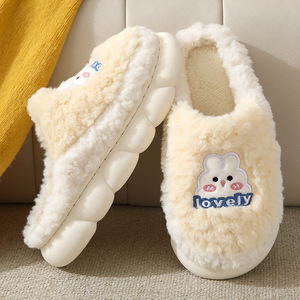Nouvelles pantoufles d'intérieur en coton personnalisées pour femme, mignonnes, à semelle épaisse, chaudes pour l'hiver, avec fourrure, pour couple, design spécial pour homme - Product Image 4