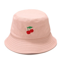 Trendy unisex casual fiets- en cartoon-embroidery velours bucket hat met bloemen, paars, badstof, dagelijks gebruik, geschikt voor vissen, vier seizoenen