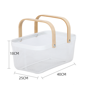 Kesing Big <strong>Square</strong> <strong>Storage</strong> <strong>Basket</strong> with Wood or Bamboo Handle - Product Image 6