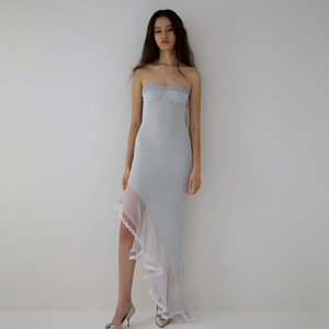 JULISSA MO Camisón Largo sin Tirantes para Mujer, con Espalda Descubierta, Dobladillo Asimétrico, Ropa de Dormir de Tela Suave - Product Image 4