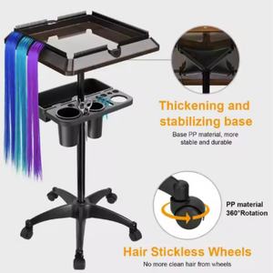 Chariot de salon portable en métal pour extensions de cheveux, support pour extensions, hauteur réglable, support pour tresses de cheveux sur roulettes - Product Image 2