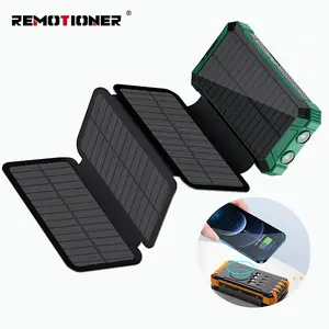 Power Bank <span class=keywords><strong>Solar</strong></span> de 20000mAh com Carregamento Rápido, Sem Fio, à Prova d'Água e Luzes LED - Product Image 1
