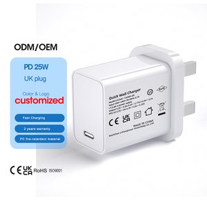 Adaptador de Corriente Rápido USB-C con Enchufe del Reino Unido, Cargador de Teléfono, <span class=keywords><strong>Precio</strong></span> de Mayoreo de la Industria China, PD 3.0 UKCA-PD 25W USB-C Tipo C - Product Image 1