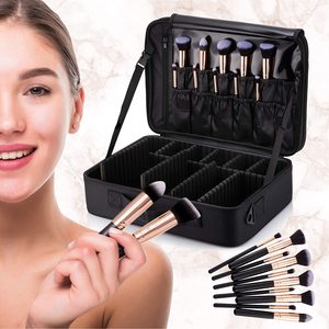 Thời trang lớn mỹ phẩm du lịch trường hợp màu đen PVC da với Dot mô hình dây kéo đóng cửa loại túi phong cách - Product Image 5