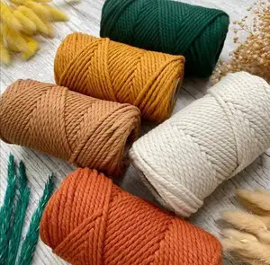 Alami 3Mm 4Mm 5Mm Jalinan Benang Kawat DIY Tenun Warna-warni Macrame Katun Poliester Benang Tali Grosir