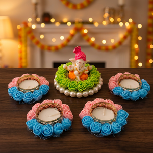 Support de bougie chauffe-plat coloré en forme de fleur, magnifique support décoratif pour le festival Diwali, cadeau de mariage, souvenir pour les invités, décoration intérieure - Product Image 2