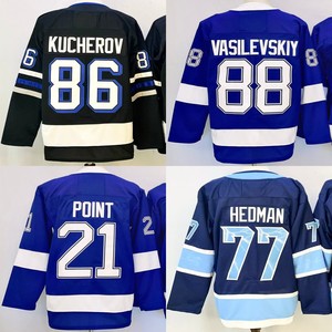 Camisetas de Hockey Cosidas para Hombre # 21 Brayden Point # 86 Nikita Kucherov # 91 Stamkos # 77 <span class=keywords><strong>Victor</strong></span> Hedman # 88 Vasilevskiy # 59 Guentzel - Product Image 1