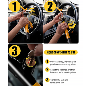 Serrure de volant Xiangta avec <span class=keywords><strong>2</strong></span> clés Sécurité universelle de volant de voiture réglable et serrure anti-effraction pour voiture - Product Image 5