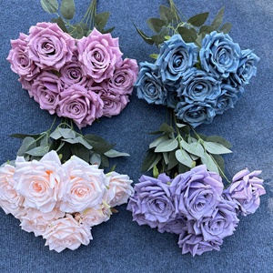 Flores artificiales rosas de seda al por mayor, ramo grande de flores de diamantes decorativas para el hogar, boda, venta al por mayor, flujo artificial, venta al por mayor, 2017 - Product Image 5
