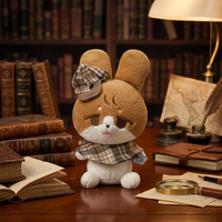 Jouet en peluche certifié ASTM EN71 CPC, lapin détective brun de 21 cm avec chapeau et écharpe à carreaux, jouet en peluche vintage esthétique