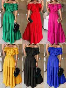 2025 europa e gli stati uniti nuova moda tinta unita loto con bordo a foglia stringata abito Top manica a bolle - Product Image 6