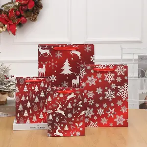 Sacchetto regalo di carta Kraft di natale all'ingrosso per sacchetti di carta marrone decorativi per feste di natale Bolsa De Navidad