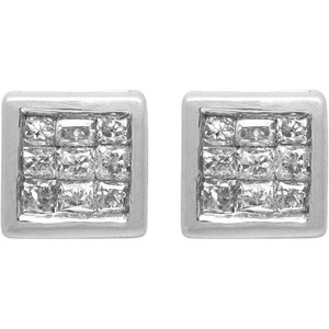 Pendientes de Diamantes con Corte Princesa Ornaatis, 0.19 Cttw, Oro Blanco de 14K, Color G-H, Claridad SI, para Uso Diario de Mujeres - Product Image 2