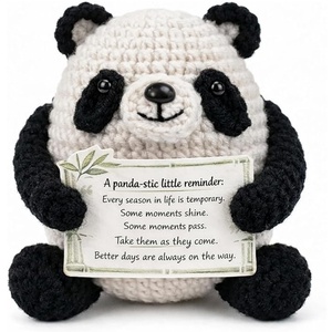 Panda en Crochet Positif : Adorable Panda d'Écoute en Crochet – Cadeau de Remise de Diplôme pour Elle et Lui, Cadeau Anti-Stress d'Anniversaire - Product Image 1