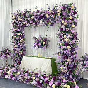Promessa giglio della valle fiori artificiali Bouquet rosa fiore artificiale arco viola e bianco per la decorazione di nozze - Product Image 2