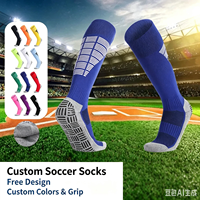 Chaussettes de sport pour hommes, longues et épaisses, de haute qualité, multicolores, antidérapantes, avec fond en tissu éponge, pour le football
