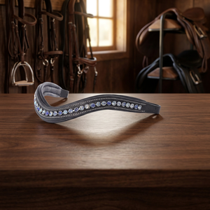 Frontal en cuir de cheval de haute qualité, personnalisable en couleur et taille, avec cristaux décoratifs pour usage équestre - Product Image 3