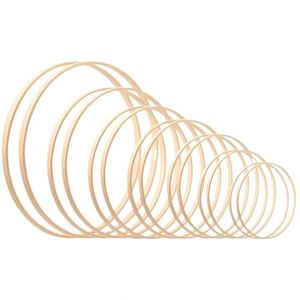 8-40cm DIY Cadre de ventilateur attrape-rêves en bambou écologique, cercle en bois tressé, technique de gravure et de peinture - Product Image 3