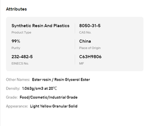 Glycérol éster de colophane E445 à 99 % de pureté, CAS 8050-31-5, agent adhésif, produit dépilatoire, matière première pour revêtement alimentaire - Product Image 6