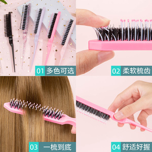 Peine para Peinar el Cabello, Grande, de Plástico, para Uso en Salón, de Tres Filas, para Alisar y Peinar el Cabello, en Tonos Brillantes: Rojo Rosa, Rosa, Negro, Plateado y Morado - Product Image 3