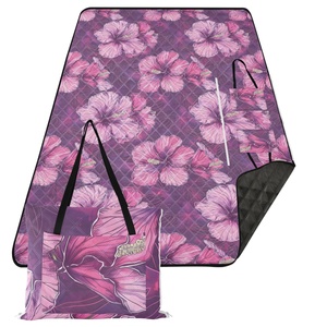 60X80in Washable Extra <b>Large</b> Hawaii Hibiscus Outdoor Blanket Waterproof Foldable Camping <b>Mat</b> Blankets Picnic Bag for Beach - Product Image 2