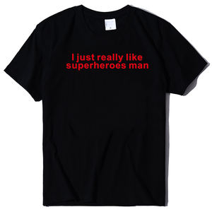 Red I Just Really Like <strong>Superheroes</strong> Man Print <strong>Tshirts</strong> Summer Fashion Clothing Cotton Girls Tops Baggy Crew Neck Women <strong>Tshirt</strong> - Product Image 2