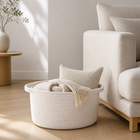 Panier ovale en coton tressé, personnalisé, vintage, écologique, naturel, doux, lavable, décoratif, pour cadeau de baby shower et rangement - Vente en gros