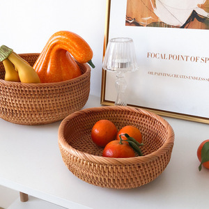 Cestino di frutta in Rattan ciotole cestino portaoggetti per pane fatto a mano ciotola da portata per Snack porta frutta rotonda organizzatore di cibo in <span class=keywords><strong>vimini</strong></span> - Product Image 2