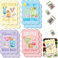 4 Ensembles de Cartes de Mahjong en Plastique Durable, Cartes de Mélangeur de Mahjong, Cartes de Guidage de la Ligne de Placement et Lecteur d'Aide aux Règles