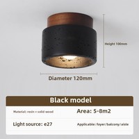Plafonnier scandinave moderne pour couloir, simple et élégant, base en bois noir, style Normcore, pour maison, bureau, LED, entrée, balcon, IP33